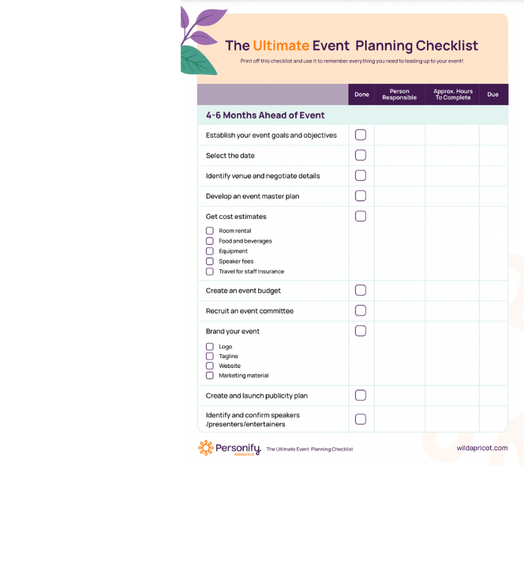 The Ultimate Event Planning Checklist Wildapricot 4702